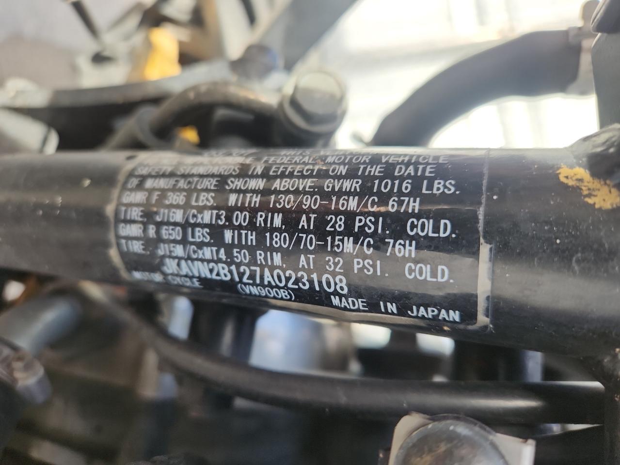 2007 Kawasaki Vn900 B VIN: JKAVN2B127A023108 Lot: 91264135