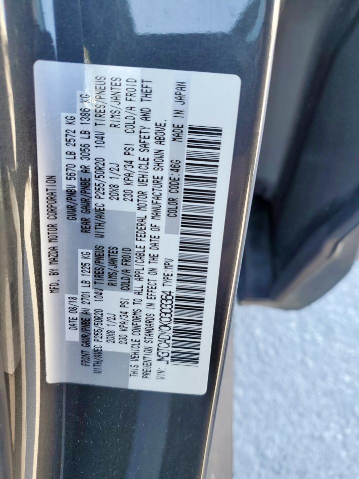 2019 Mazda Cx-9 Grand Touring VIN: JM3TCADY0K0303364 Lot: 92196045