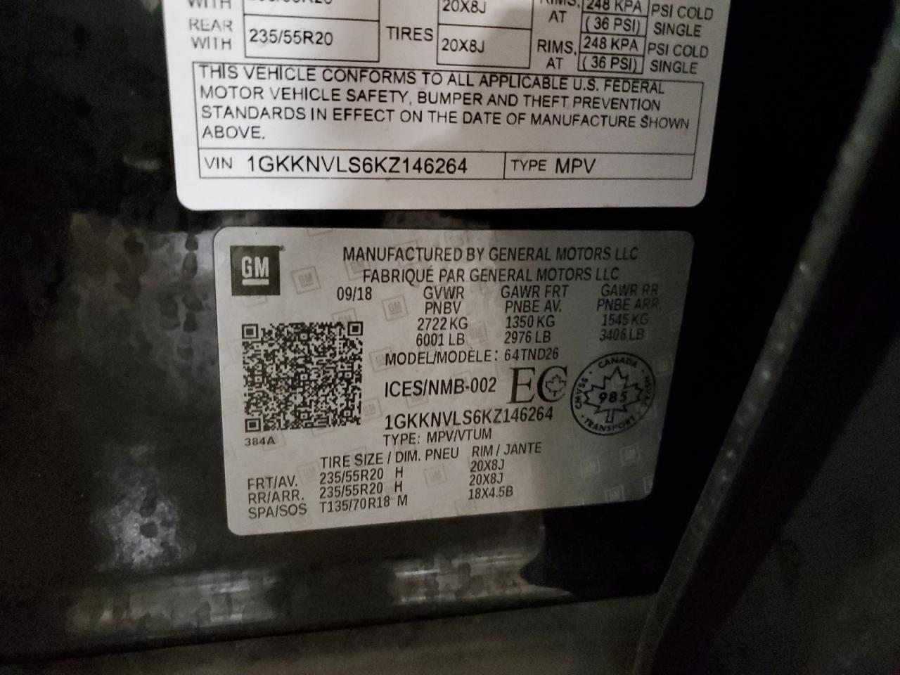 2019 GMC Acadia All Terrain VIN: 1GKKNVLS6KZ146264 Lot: 90624045