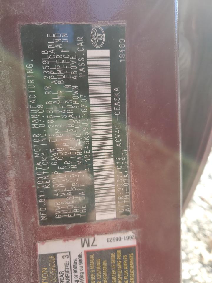 2009 Toyota Camry Base VIN: 4T1BE46K59U336707 Lot: 91108295