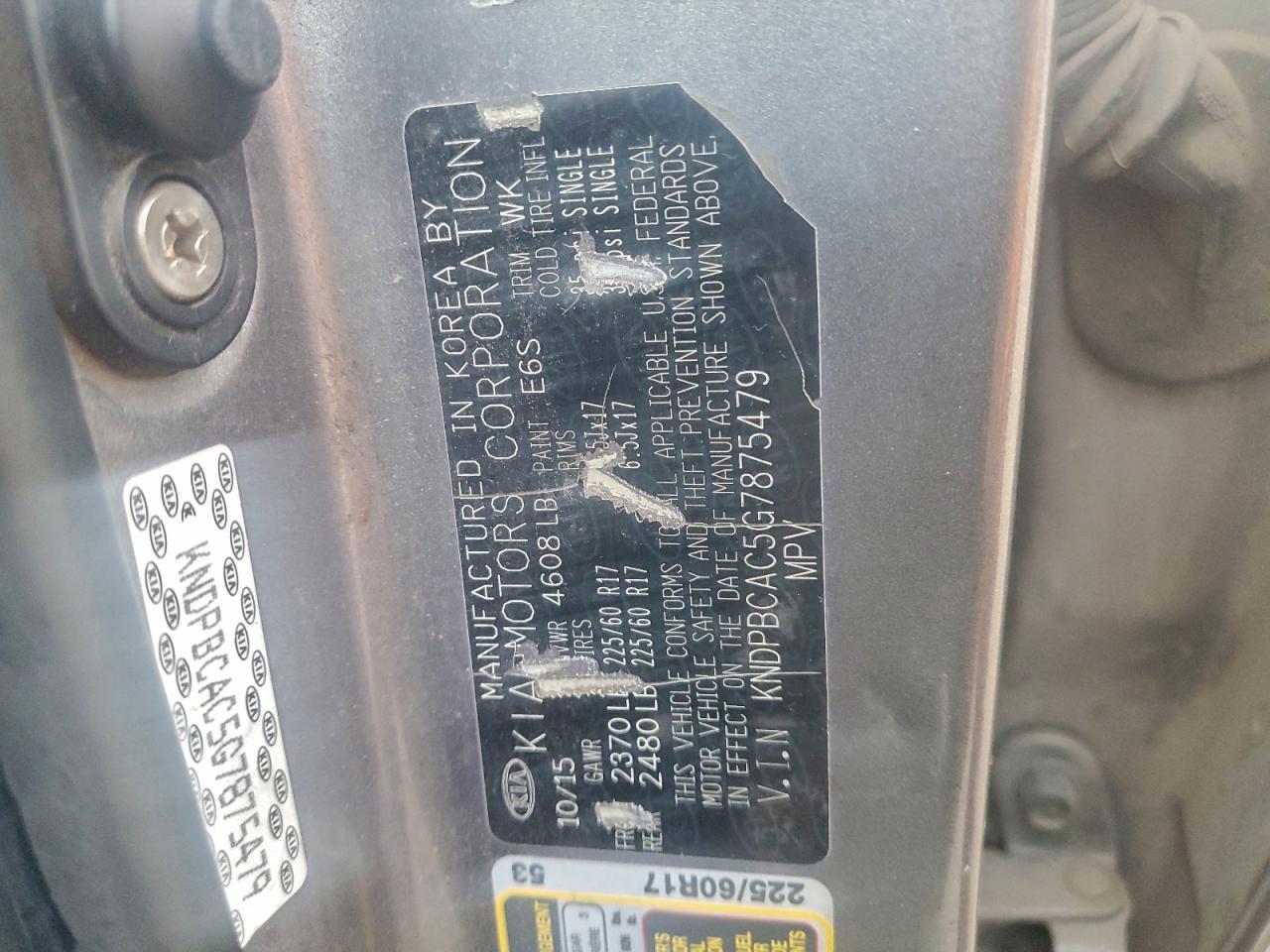 2016 Kia Sportage Lx VIN: KNDPBCAC5G7875479 Lot: 94121375