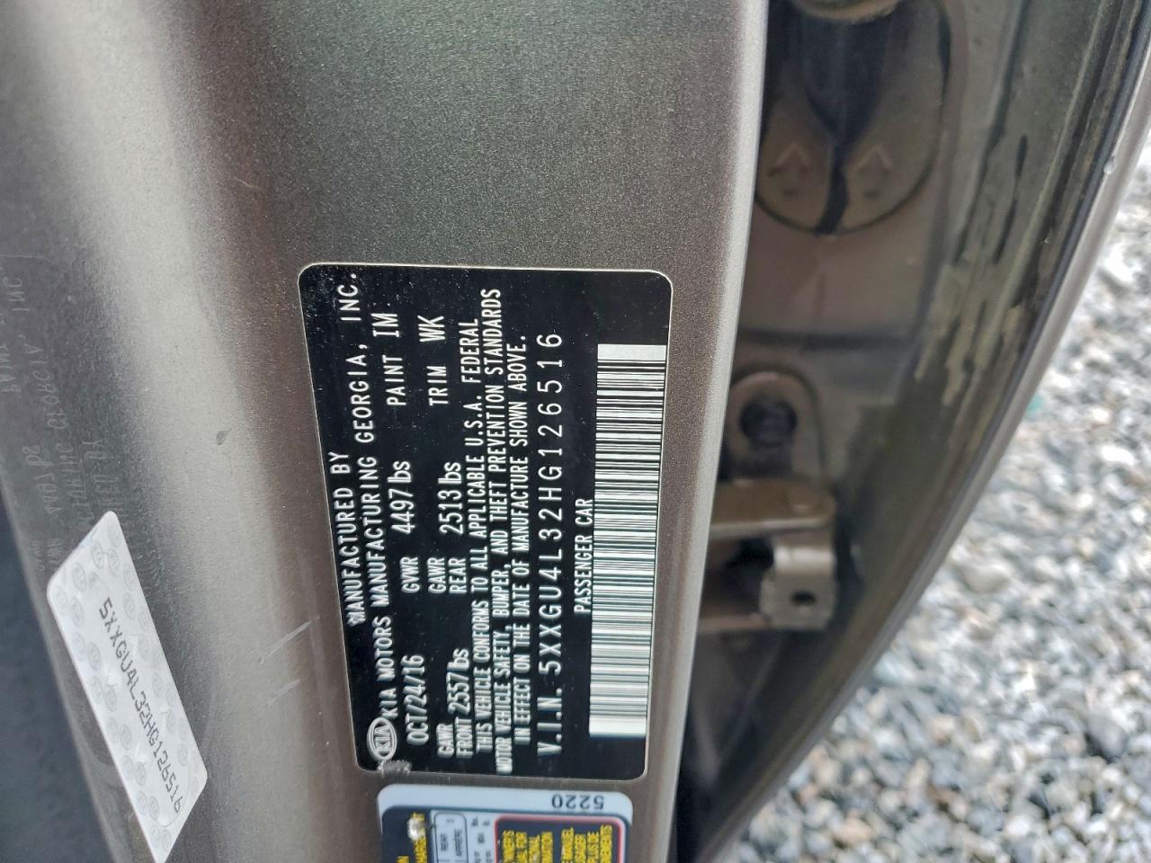 2017 Kia Optima Ex VIN: 5XXGU4L32HG126516 Lot: 93879795