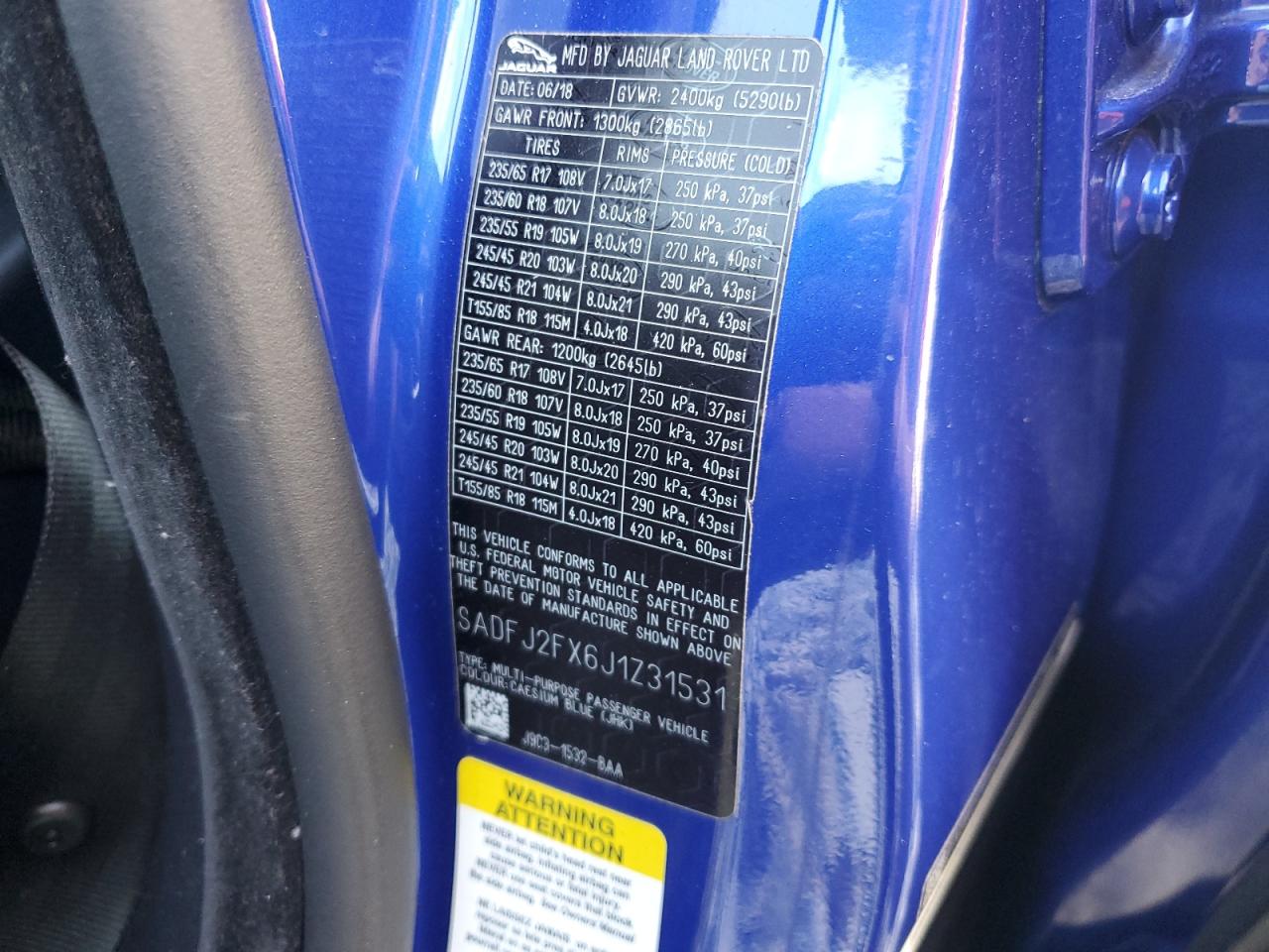 2018 Jaguar E-Pace S VIN: SADFJ2FX6J1Z31531 Lot: 91436115