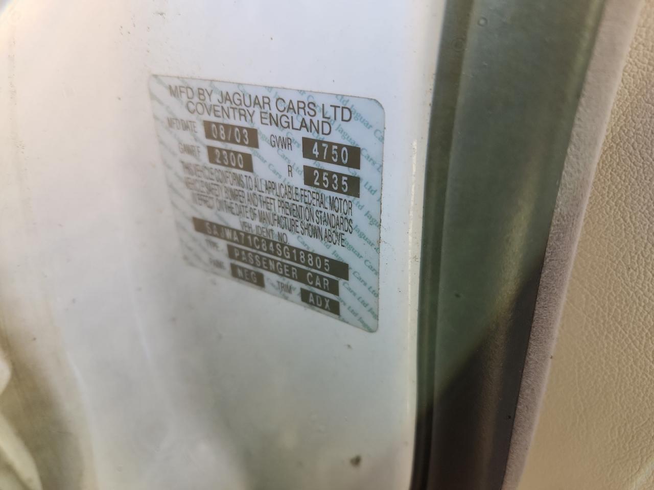 2004 Jaguar Xj8 VIN: SAJWA71C84SG18805 Lot: 92783415