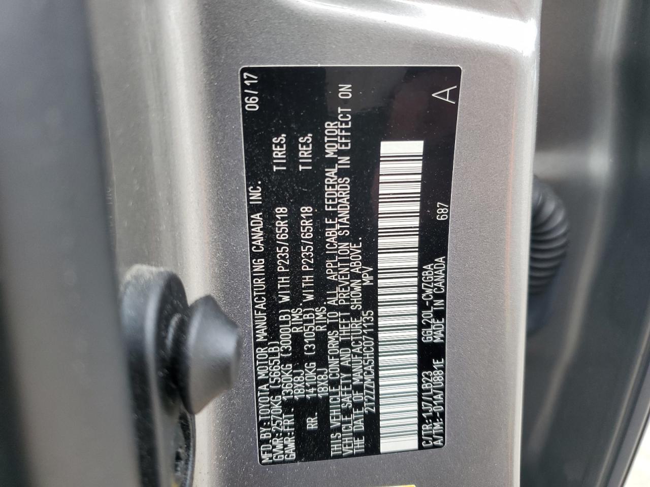 2017 Lexus Rx 350 Base VIN: 2T2ZZMCA5HC071135 Lot: 91014545