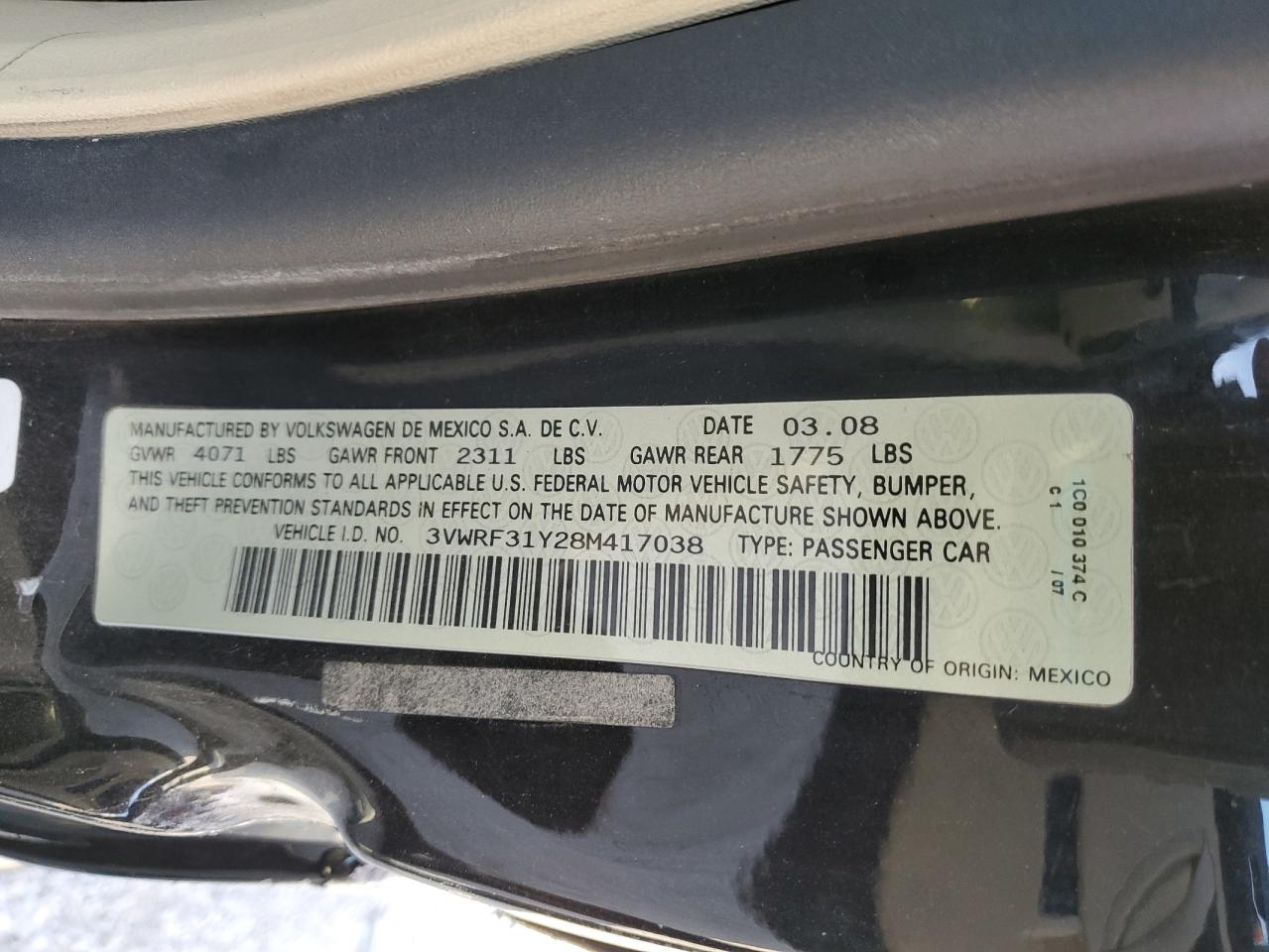 2008 Volkswagen New Beetle Convertible Se VIN: 3VWRF31Y28M417038 Lot: 91226255