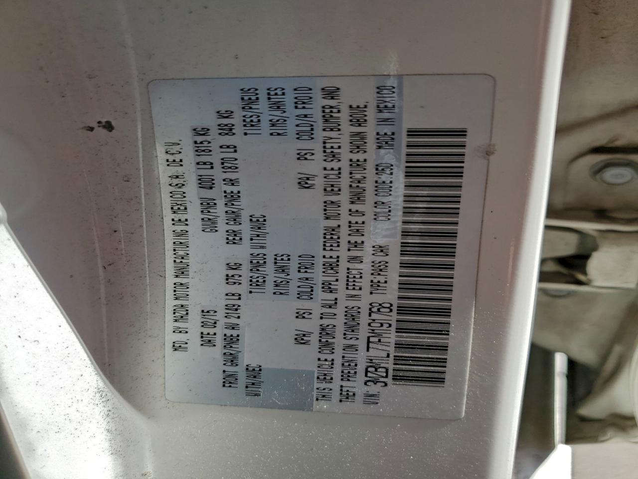 2015 Mazda 3 Touring VIN: 3MZBM1L77FM191768 Lot: 91593885