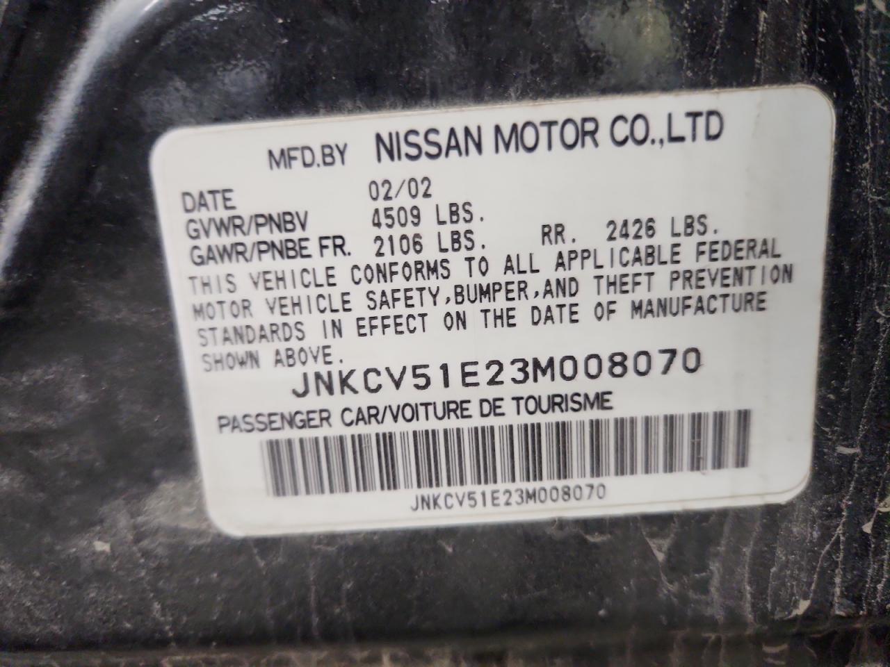 2003 Infiniti G35 VIN: JNKCV51E23M008070 Lot: 87437565