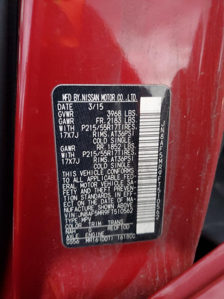 2015 Nissan Juke S VIN: JN8AF5MR9FT510562 Lot: 93573515