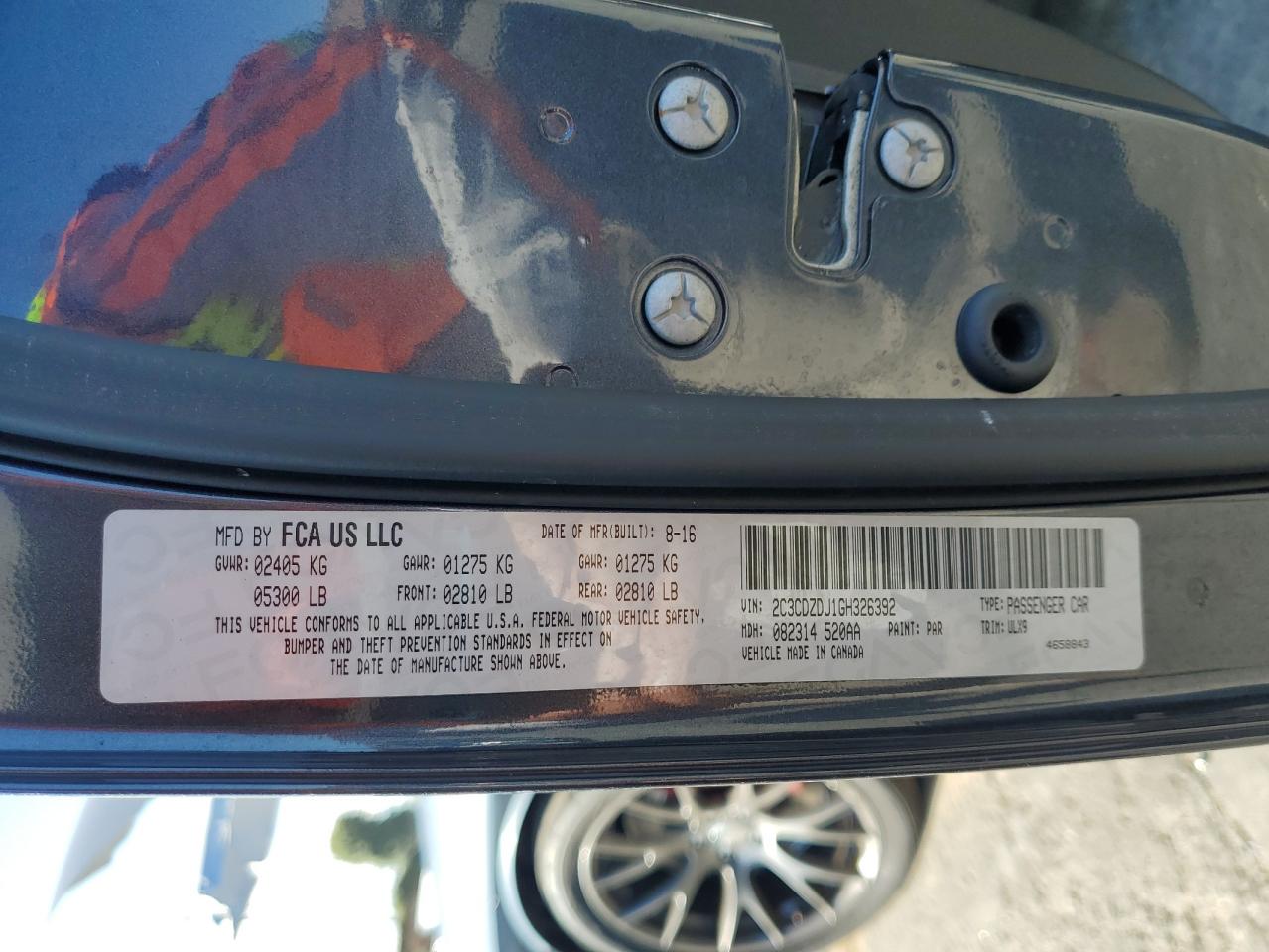 2016 Dodge Challenger Srt 392 VIN: 2C3CDZDJ1GH326392 Lot: 91478375