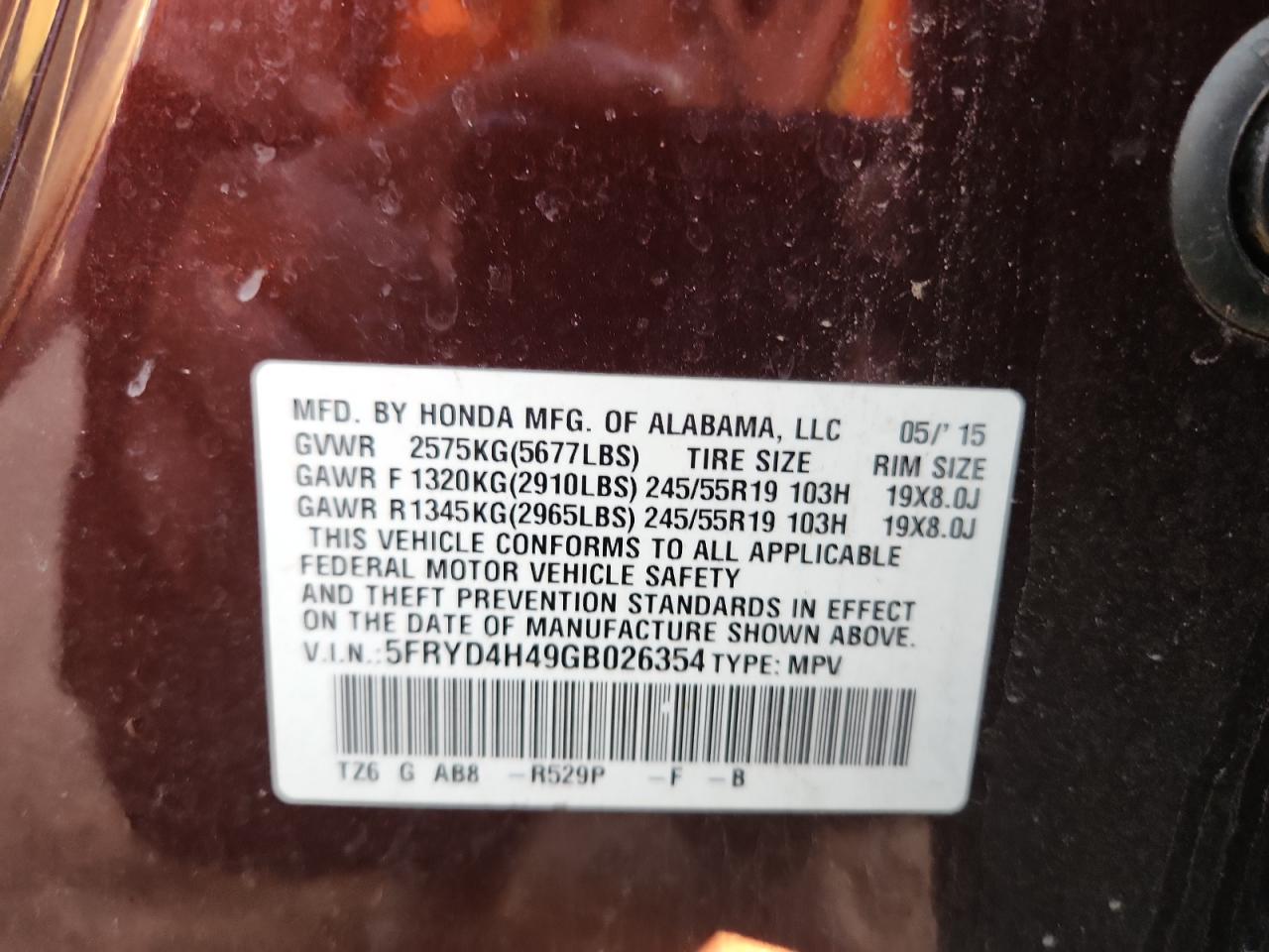 2016 Acura Mdx Technology VIN: 5FRYD4H49GB026354 Lot: 91805555