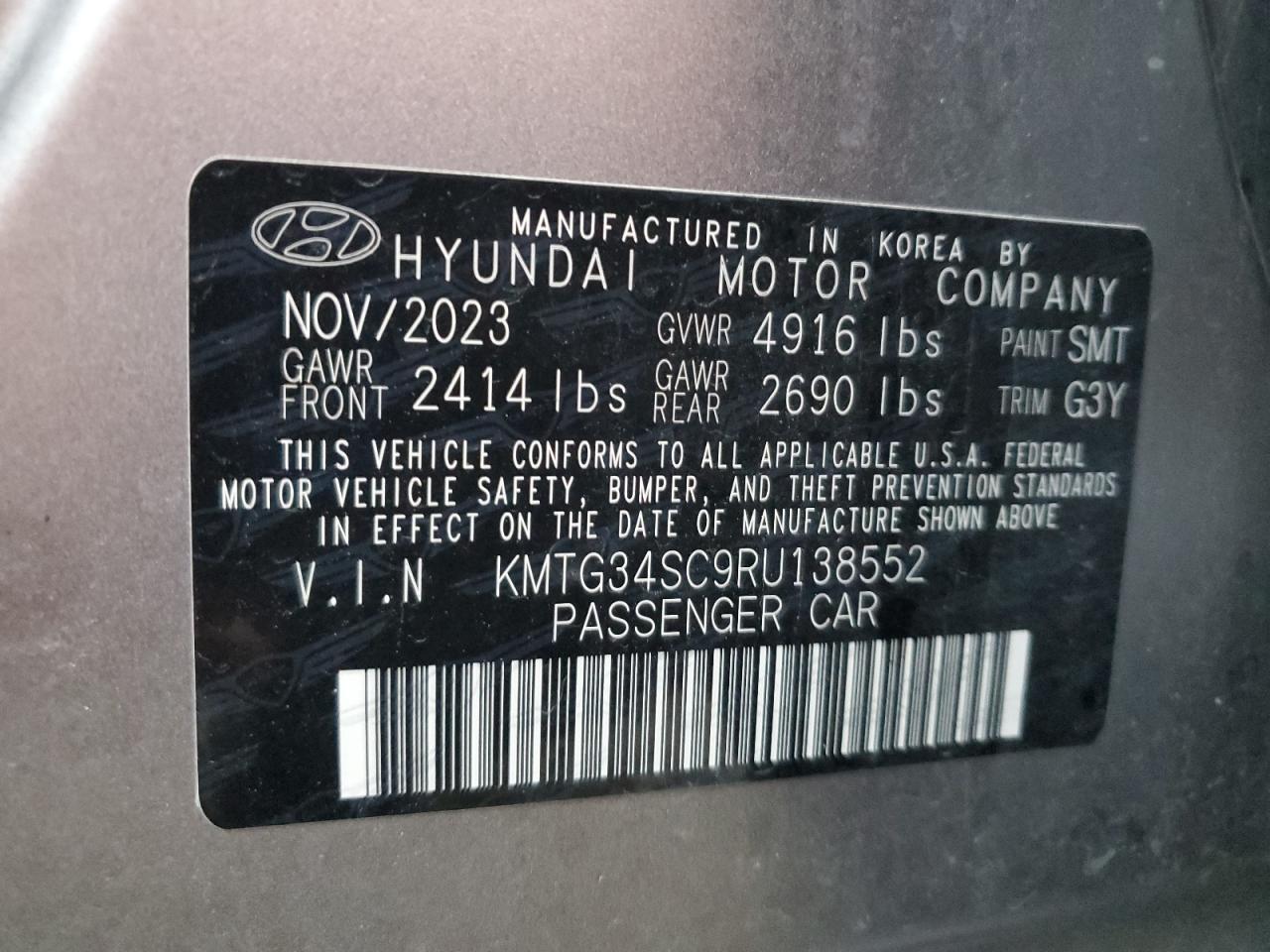 2024 Genesis G70 Base VIN: KMTG34SC9RU138552 Lot: 92584155