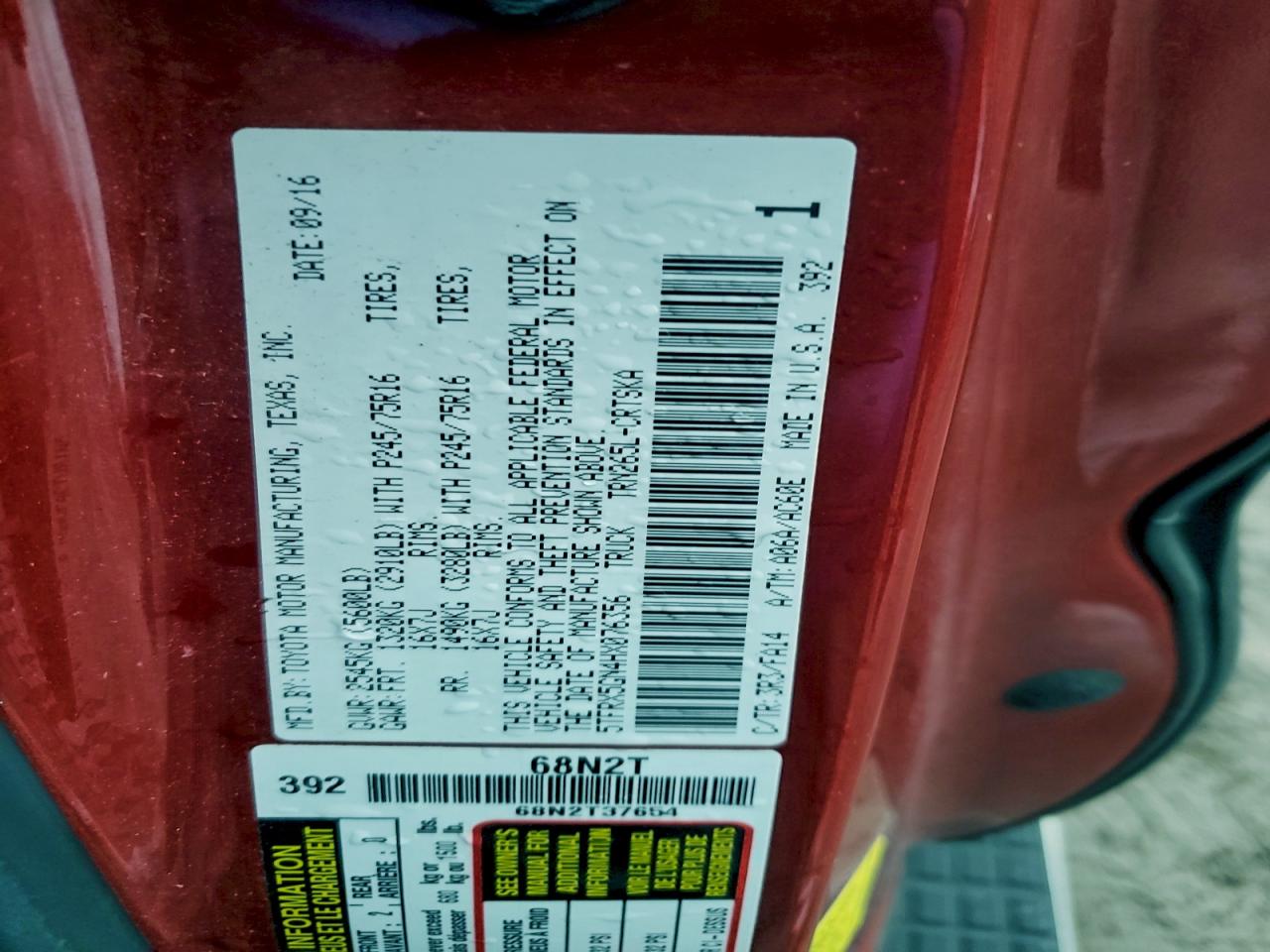 2017 Toyota Tacoma Access Cab VIN: 5TFRX5GN4HX076356 Lot: 94743385