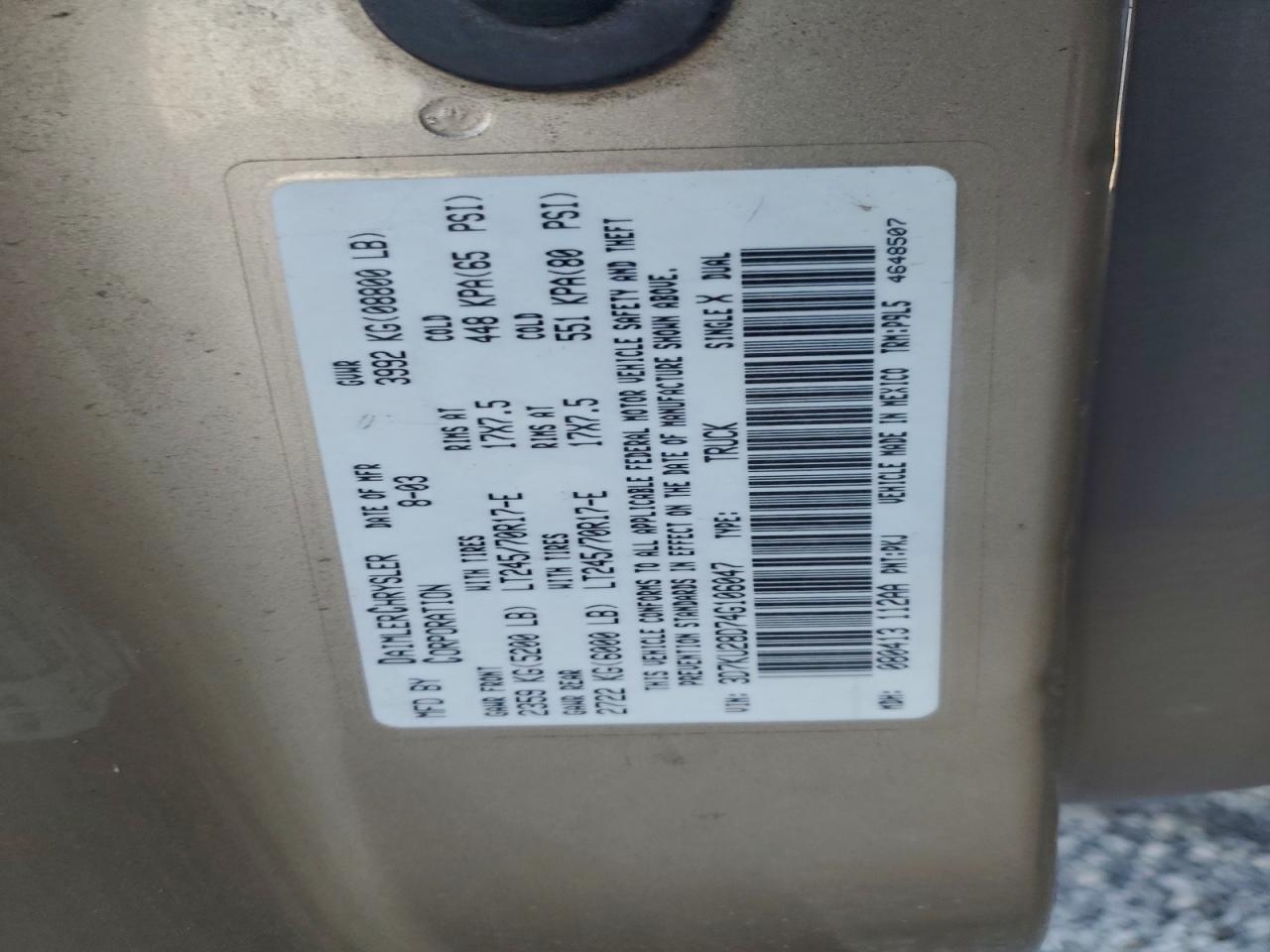 2004 Dodge Ram 2500 St VIN: 3D7KU28D74G106047 Lot: 94177945