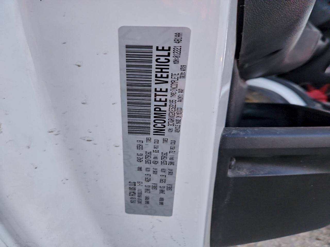 2019 Ram Promaster 3500 3500 Standard VIN: 3C7WRVKG2KE522195 Lot: 93757905