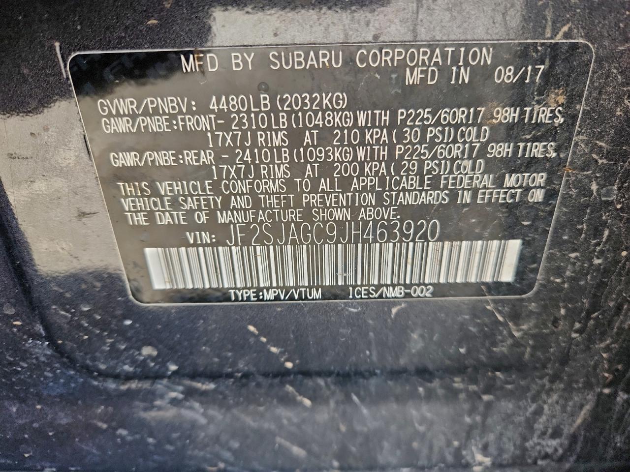 2018 Subaru Forester 2.5I Premium VIN: JF2SJAGC9JH463920 Lot: 94690755