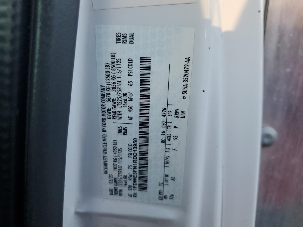 2024 Ford E350 Box Truck VIN: 1FDWE3FN1RDD13950 Lot: 92661385