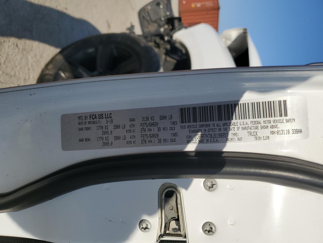 2018 Ram 1500 Sport VIN: 1C6RR7HT8JS198957 Lot: 92894785