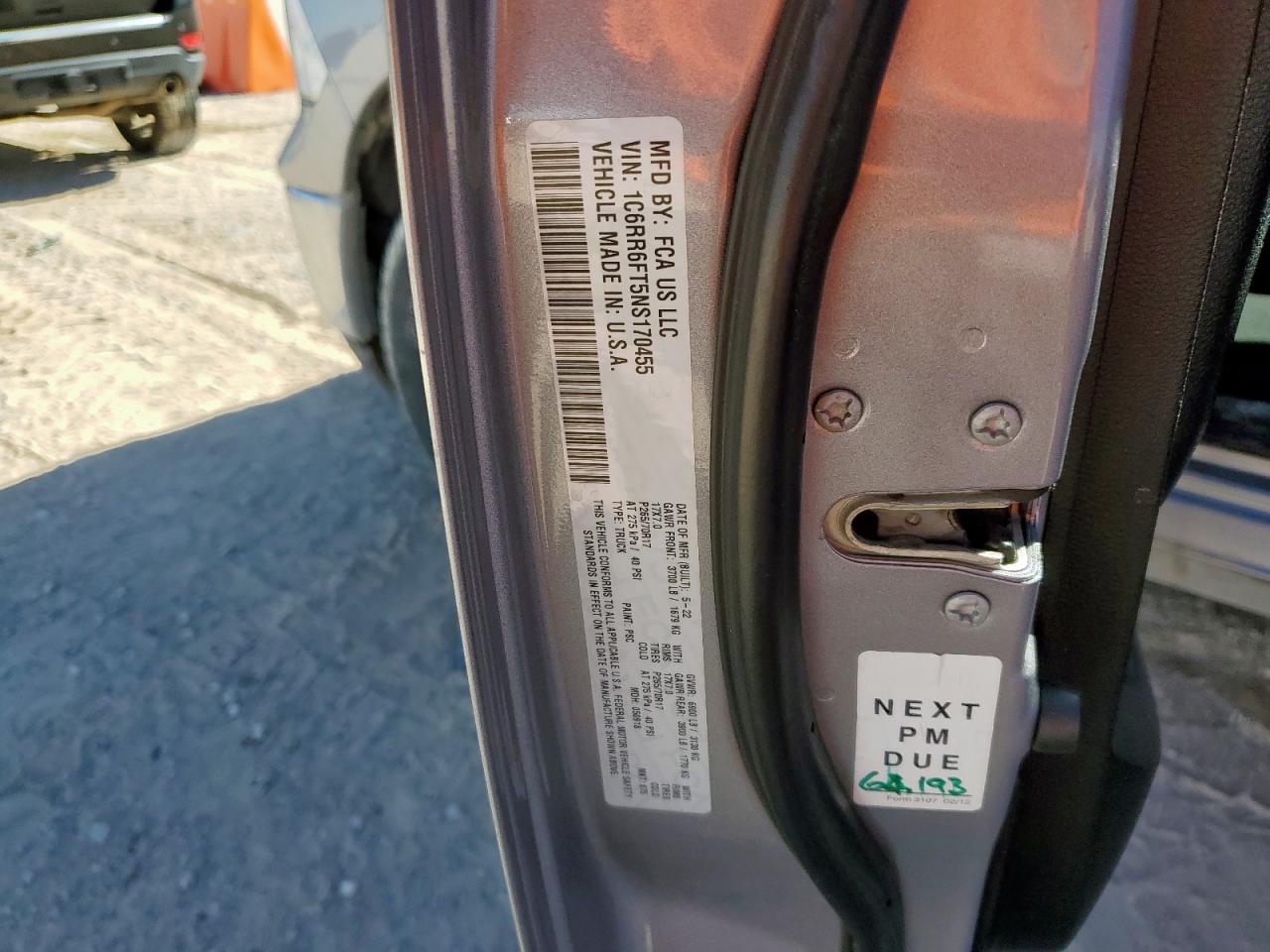 2022 Ram 1500 Classic Tradesman VIN: 1C6RR6FT5NS170455 Lot: 91893795