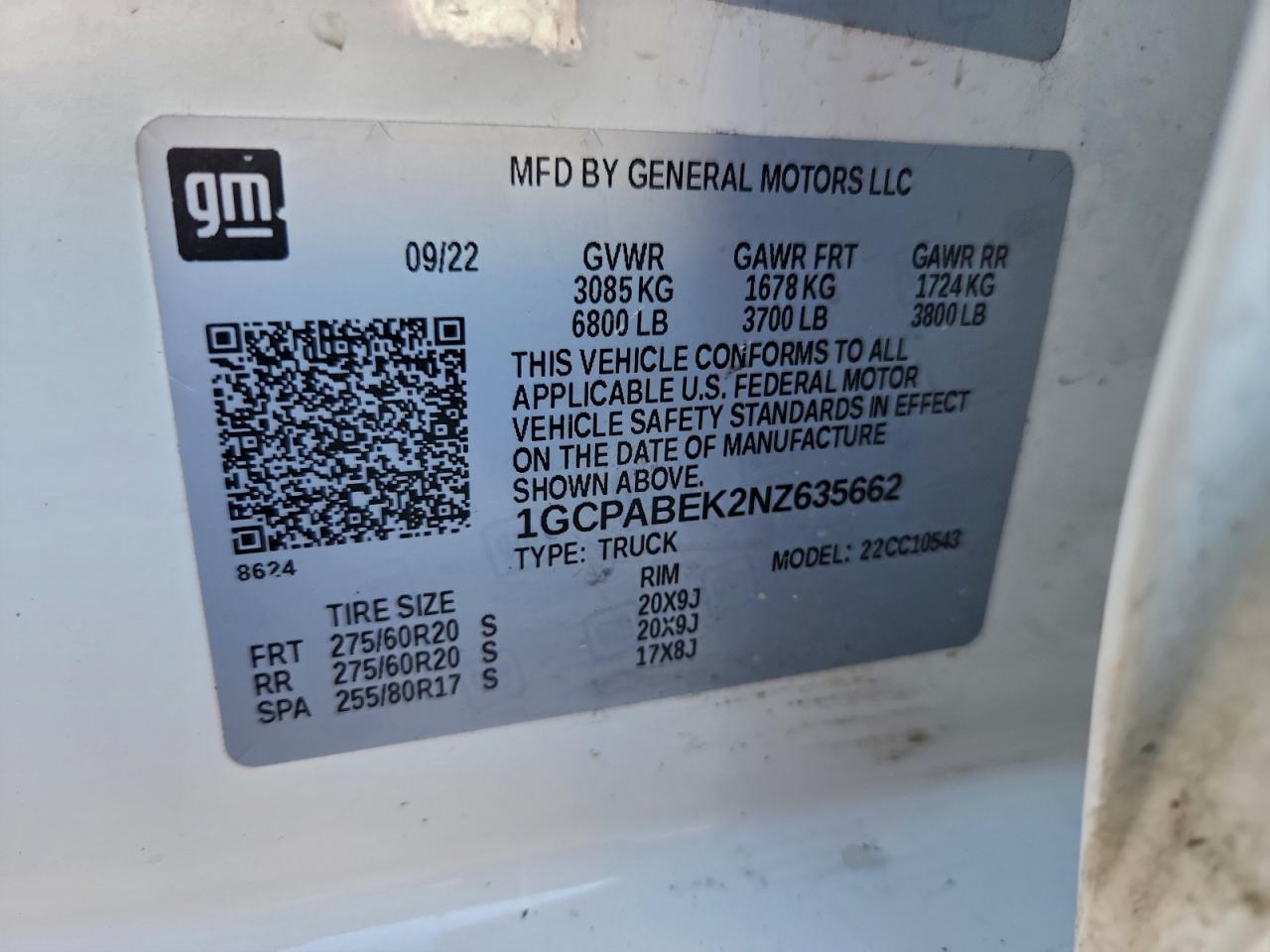 2022 Chevrolet Silverado C1500 Custom VIN: 1GCPABEK2NZ635662 Lot: 94714605
