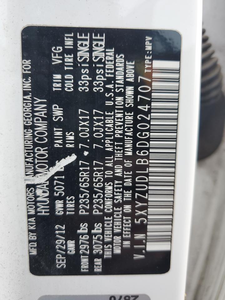 2013 Hyundai Santa Fe Sport VIN: 5XYZUDLB6DG024707 Lot: 93532985