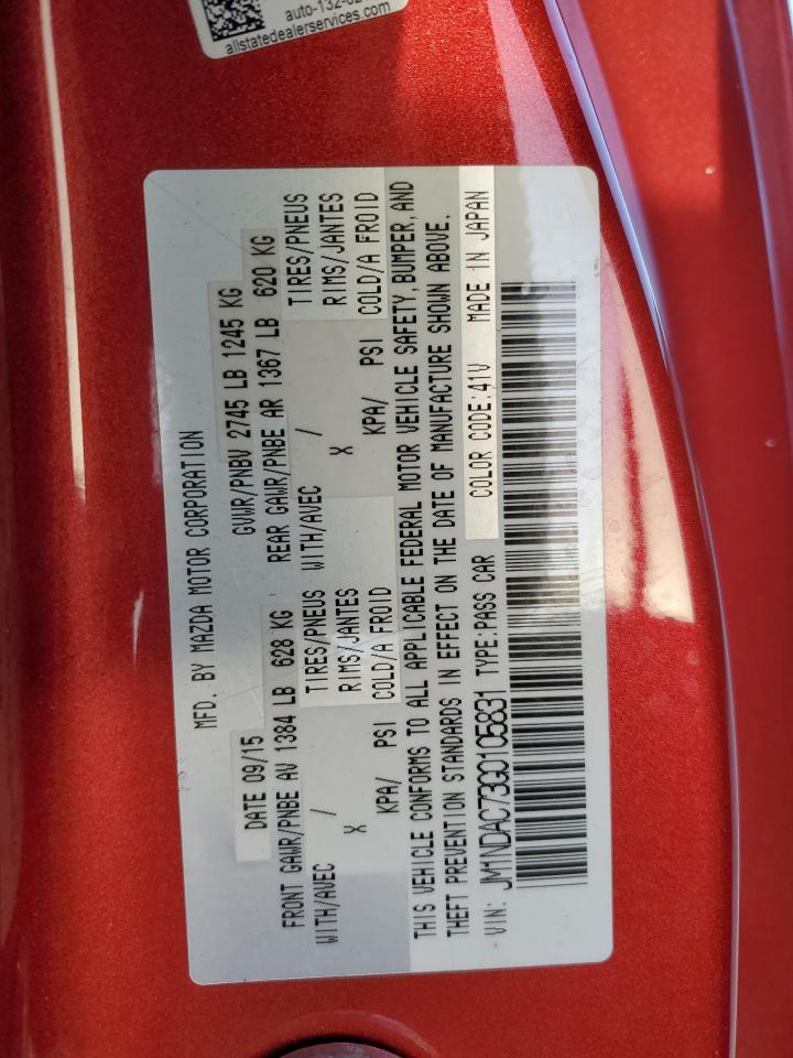 2016 Mazda Mx-5 Miata Club VIN: JM1NDAC73G0105831 Lot: 92666945