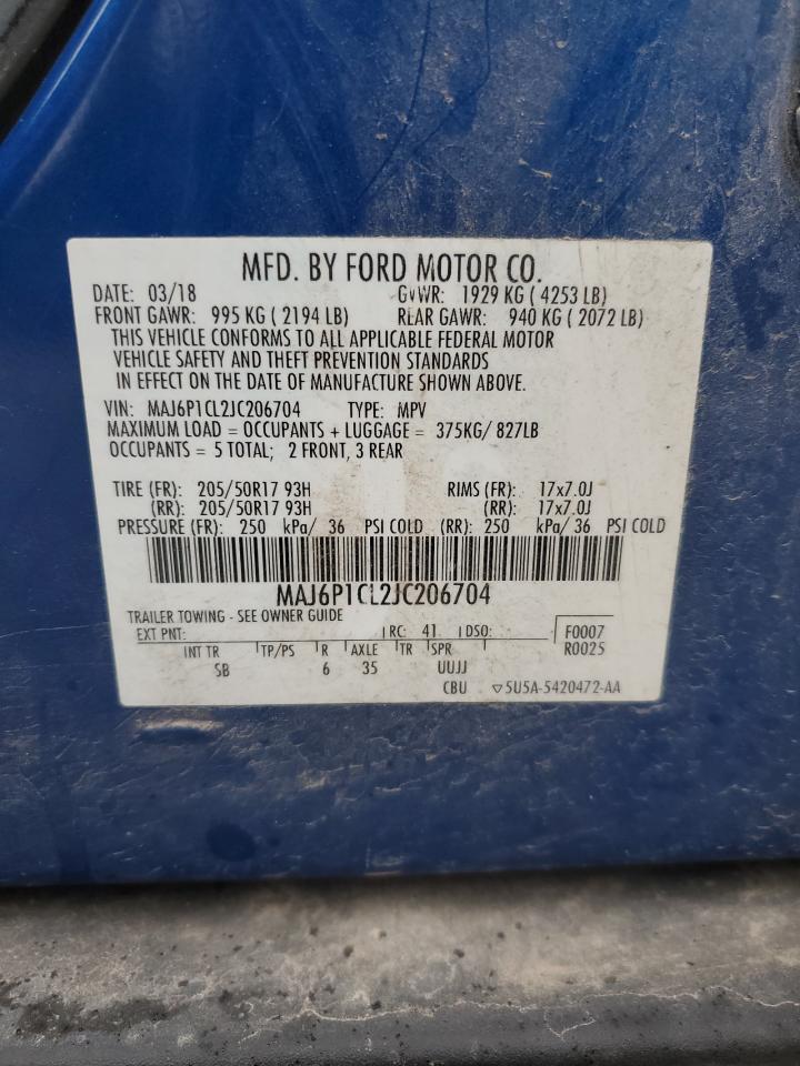 2018 Ford Ecosport Ses VIN: MAJ6P1CL2JC206704 Lot: 93039325