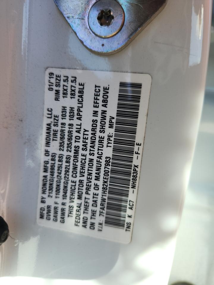 2019 Honda Cr-V Exl VIN: 7FARW1H82KE007983 Lot: 92798775