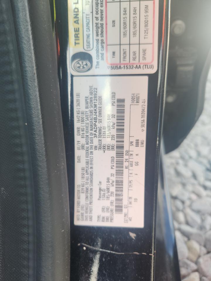 2019 Ford Fiesta Se VIN: 3FADP4BJ4KM128922 Lot: 90706505