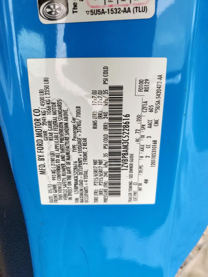 2012 Ford Mustang VIN: 1ZVBP8AM3C5228616 Lot: 93463935