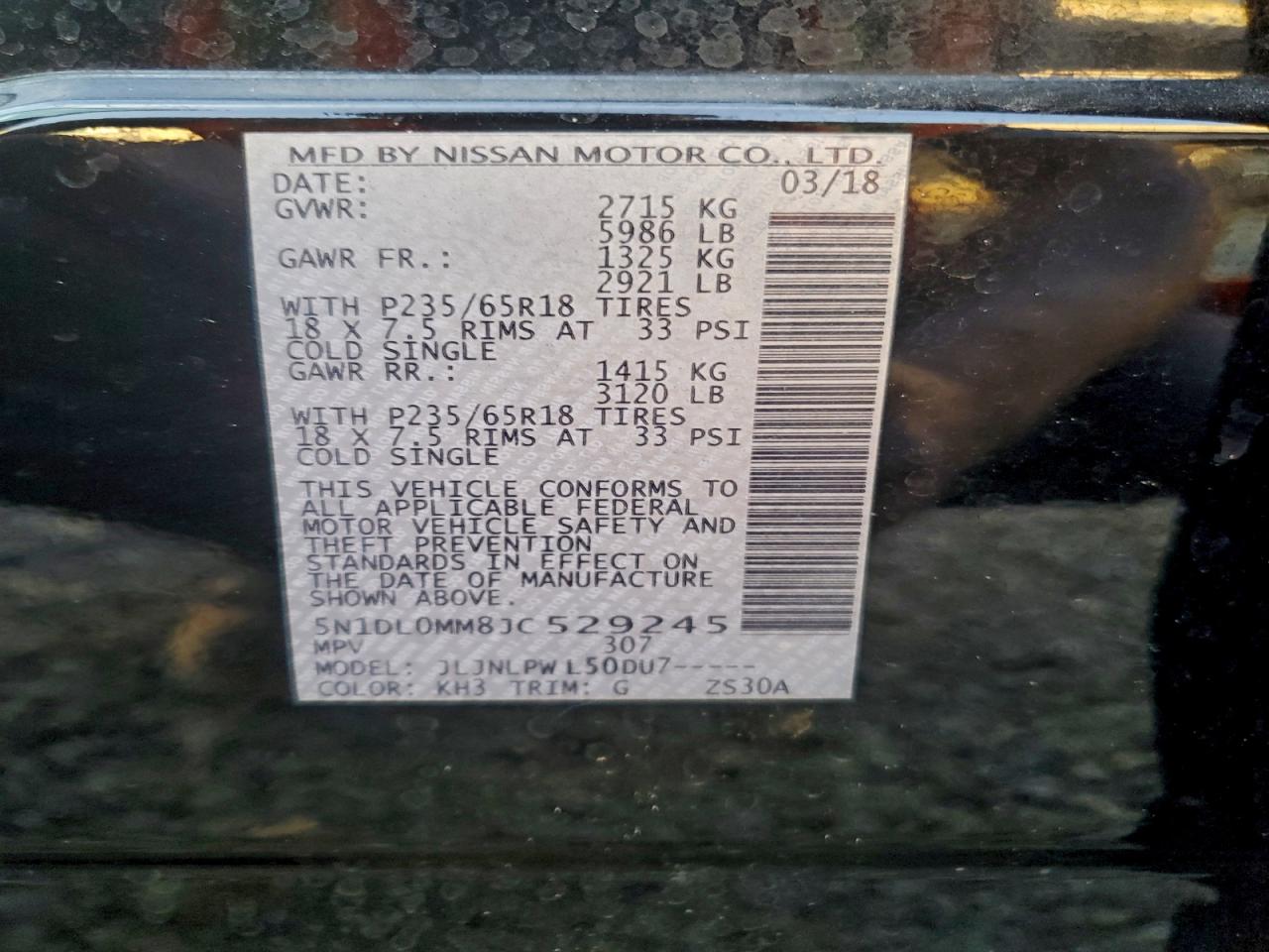 2018 Infiniti Qx60 VIN: 5N1DL0MM8JC529245 Lot: 94041395