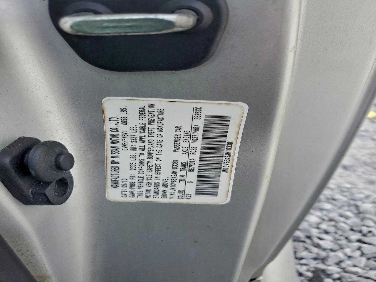 2010 Infiniti G37 Base VIN: JN1CV6EK2AM103381 Lot: 93763195