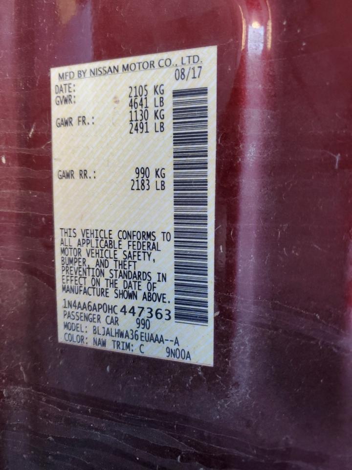 2017 Nissan Maxima 3.5S VIN: 1N4AA6AP0HC447363 Lot: 90826385