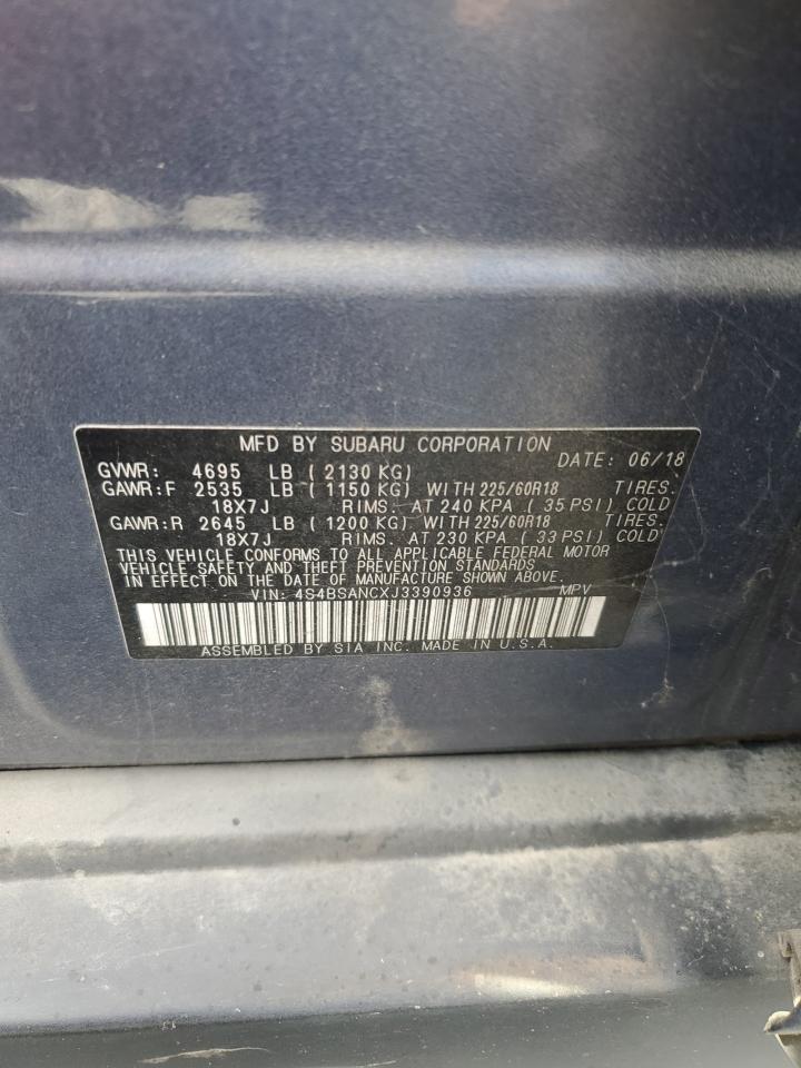 2018 Subaru Outback 2.5I Limited VIN: 4S4BSANCXJ3390936 Lot: 91983895