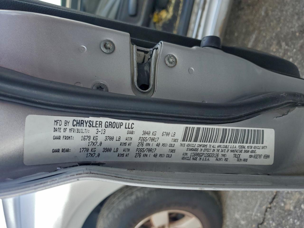 2013 Ram 1500 Slt VIN: 1C6RR6GP1DS633126 Lot: 93963115