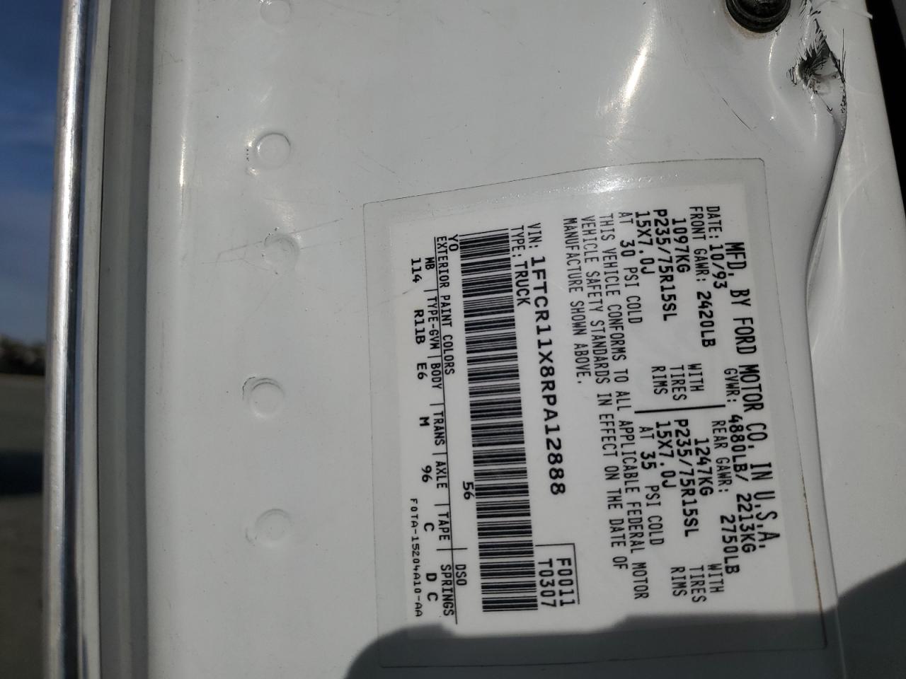 1994 Ford Ranger VIN: 1FTCR11X8RPA12888 Lot: 89712275