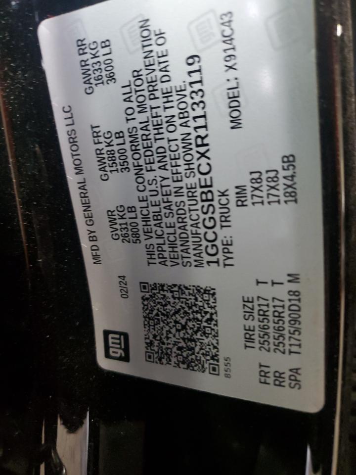 2024 Chevrolet Colorado VIN: 1GCGSBECXR1133119 Lot: 90357435