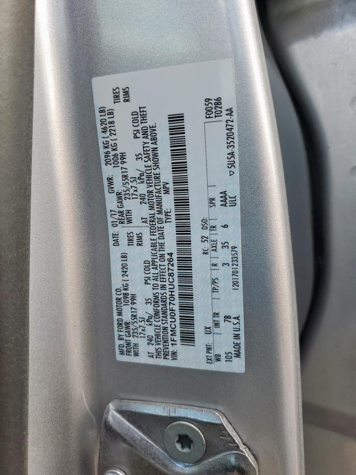 2017 Ford Escape S VIN: 1FMCU0F70HUC87264 Lot: 92360995