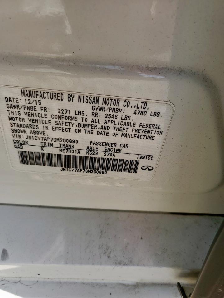 2016 Infiniti Q50 Base VIN: JN1CV7AP7GM200690 Lot: 93553355