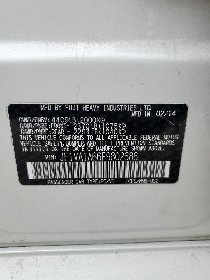 2015 Subaru Wrx VIN: JF1VA1A66F9802686 Lot: 93216055