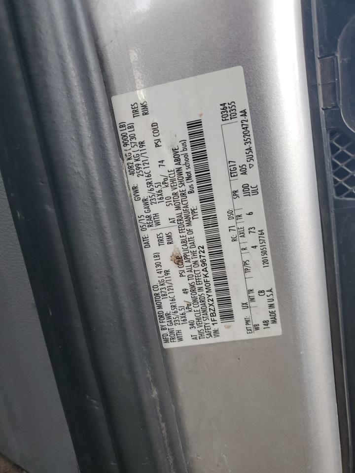 2015 Ford Transit T-350 VIN: 1FBZX2YM0FKA96722 Lot: 94175065