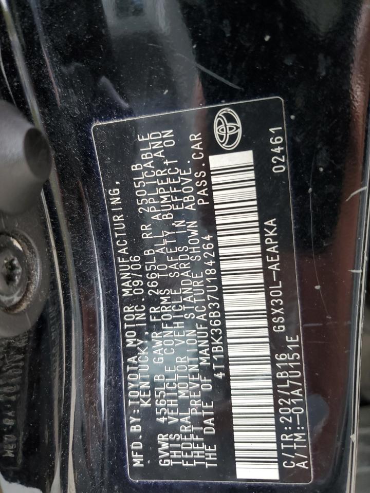 2007 Toyota Avalon Xl VIN: 4T1BK36B37U184264 Lot: 90501085