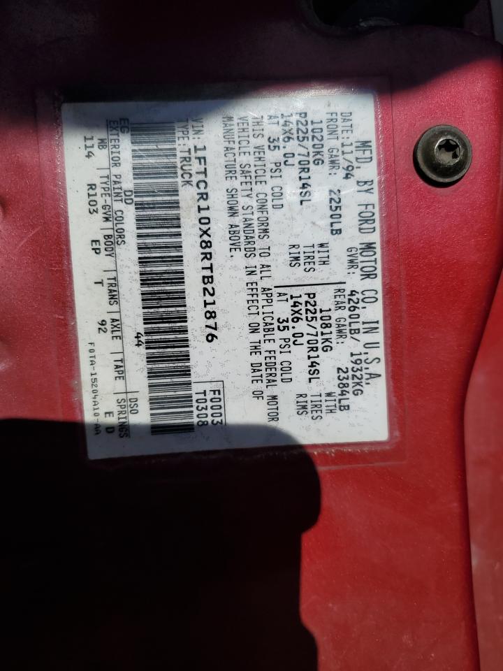 1994 Ford Ranger VIN: 1FTCR10X8RTB21876 Lot: 91710165