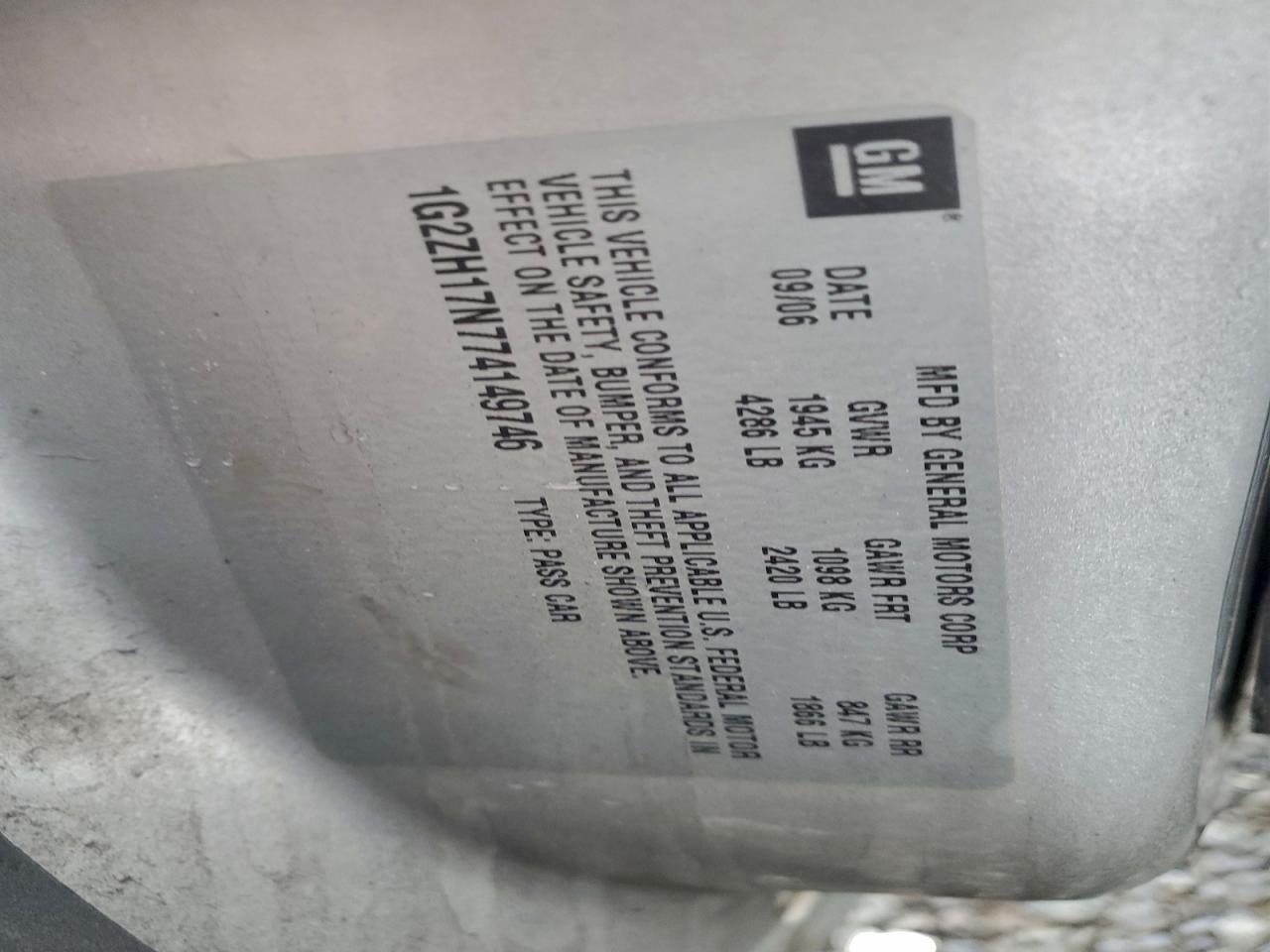 2007 Pontiac G6 Gt VIN: 1G2ZH17N774149746 Lot: 94533445