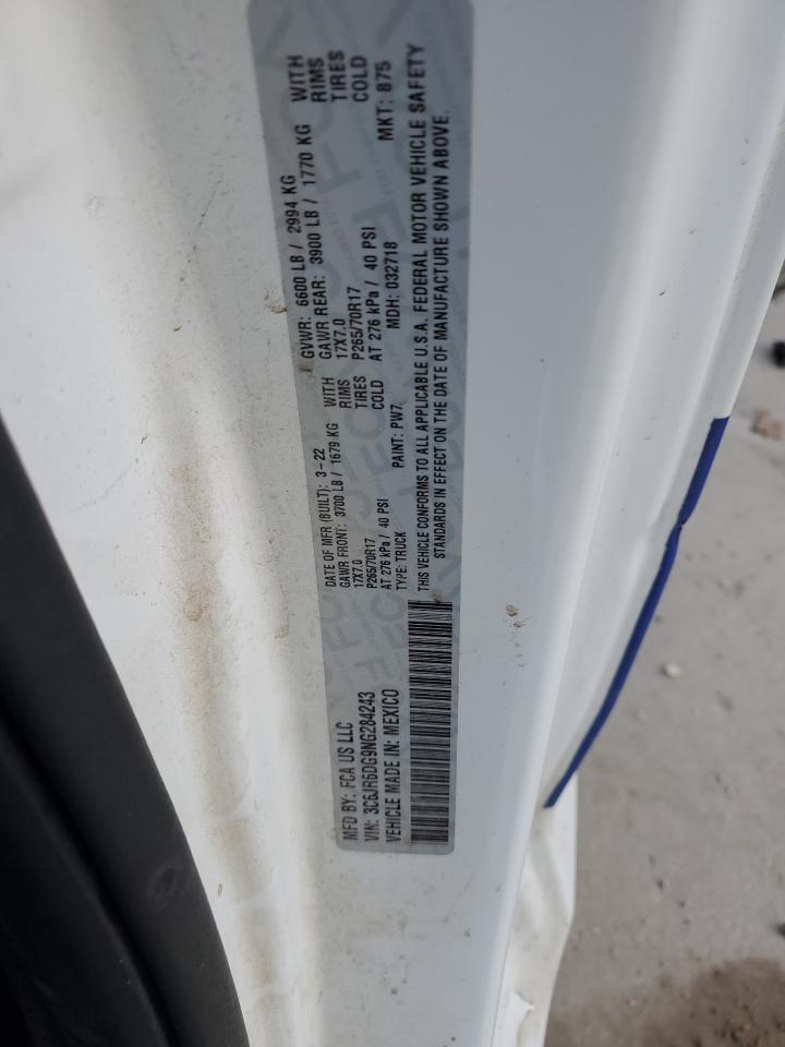 2022 Ram 1500 Classic Tradesman VIN: 3C6JR6DG9NG284243 Lot: 92478315