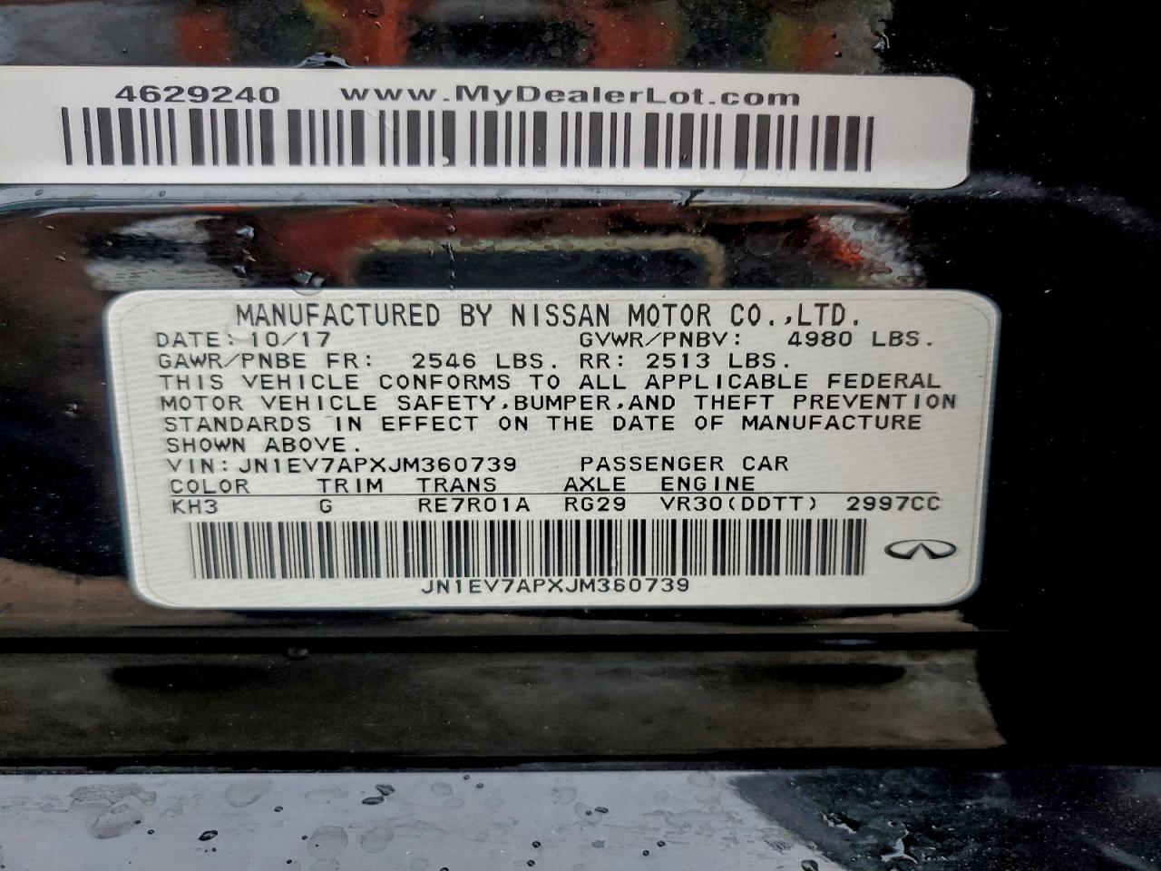 2018 Infiniti Q50 Luxe VIN: JN1EV7APXJM360739 Lot: 94231935