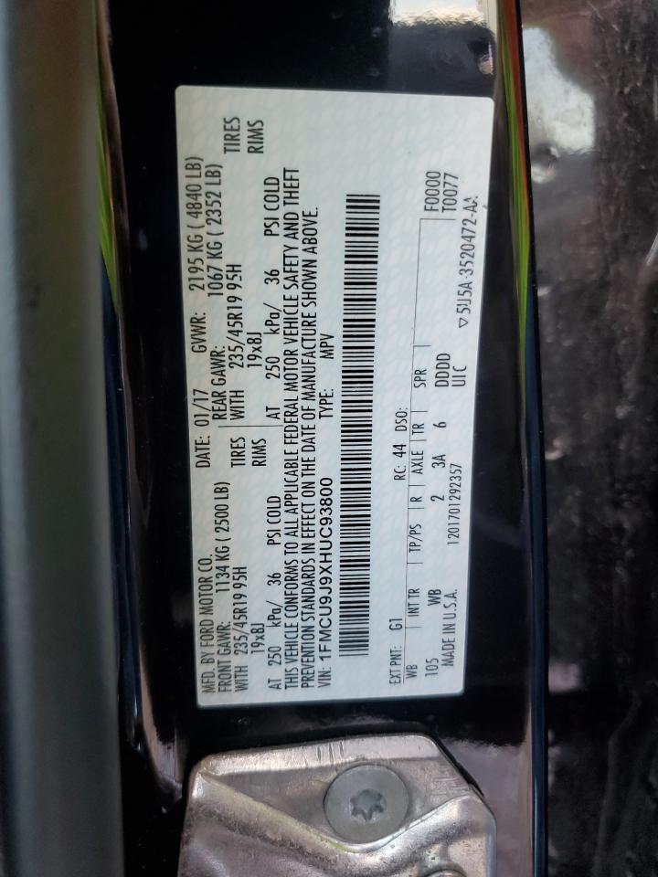 2017 Ford Escape Titanium VIN: 1FMCU9J9XHUC93800 Lot: 91766085