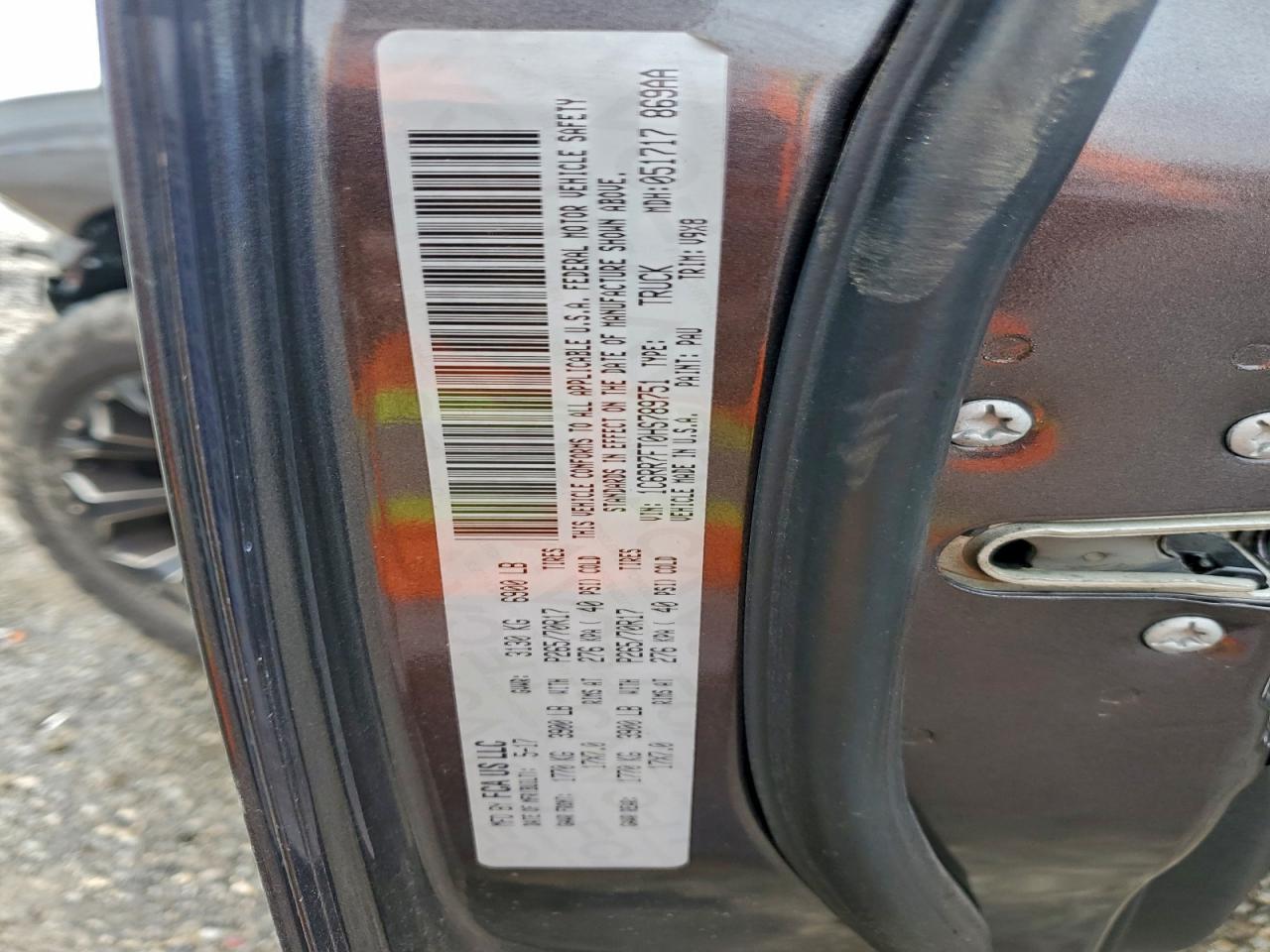 2017 Ram 1500 St VIN: 1C6RR7FT0HS789751 Lot: 93972765