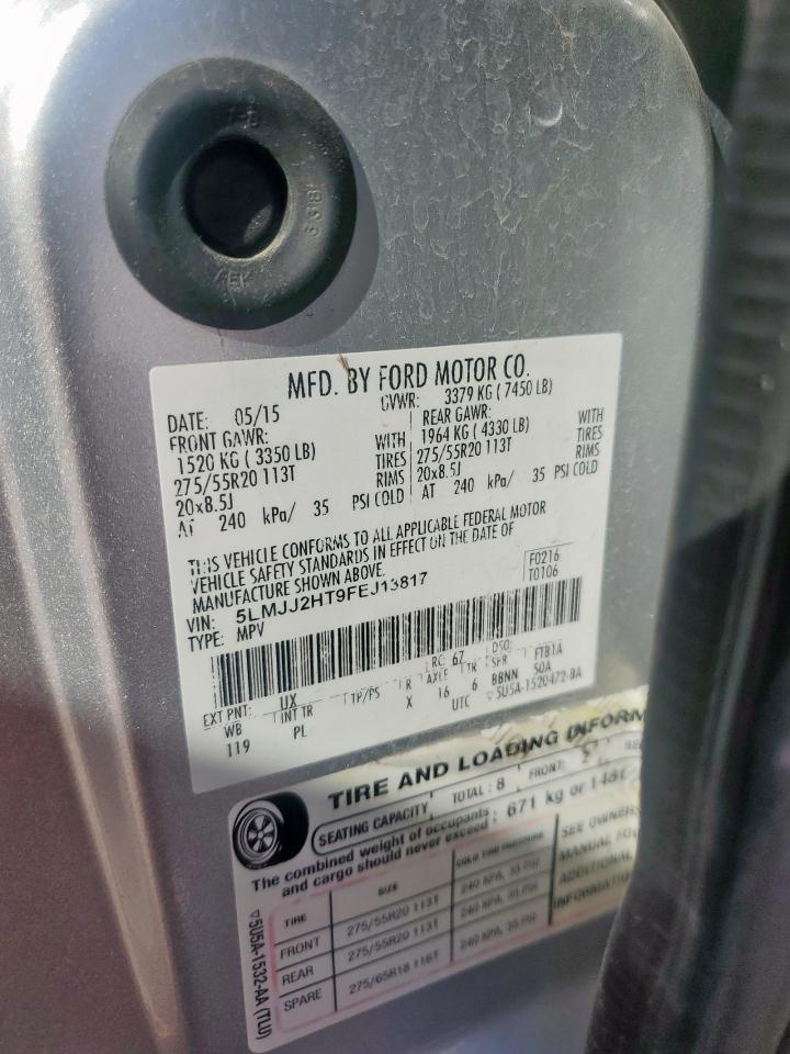 2015 Lincoln Navigator VIN: 5LMJJ2HT9FEJ13817 Lot: 92195755