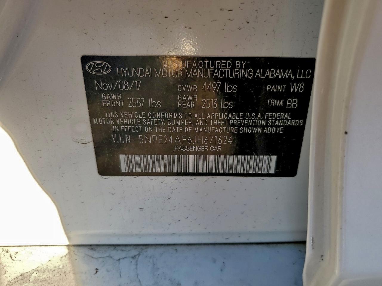 2018 Hyundai Sonata Se VIN: 5NPE24AF6JH671624 Lot: 94975565